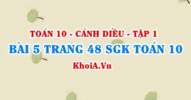 Bài 5 trang 48 SGK Toán 10 tập 1 Cánh Diều